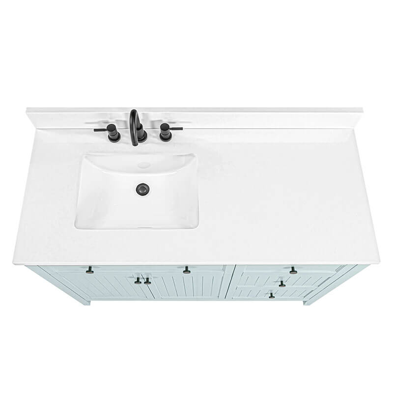 Avanity Layla 48 inch Left-Offset Single Sink Bathroom Vanity Ice Blue in White Engineered Stone