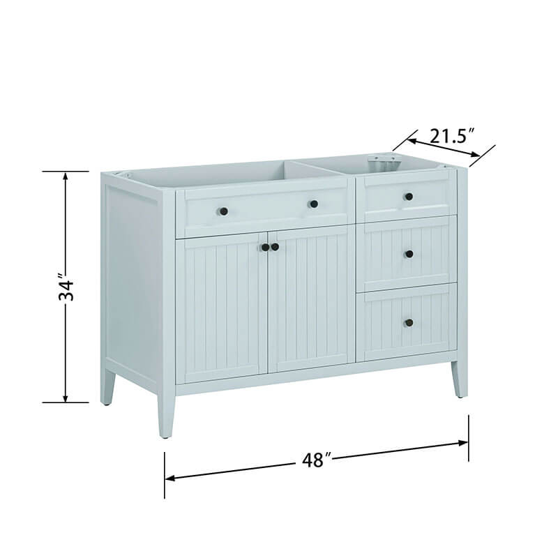 Avanity Layla 48 Left-Offset Single Sink Bathroom Vanity Ice Blue Cabinet Only Dimension