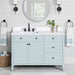 Avanity Layla 48 Left-Offset Single Sink Bathroom Vanity Ice Blue in Cala White Engineered Stone Front View