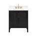 Avanity Luka 30 nch Single Vanity Black Oak in Cala White Engineered Stone Front View