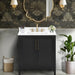Avanity Luka 30 Single Vanity Black Oak in Cala White Engineered Stone Front View