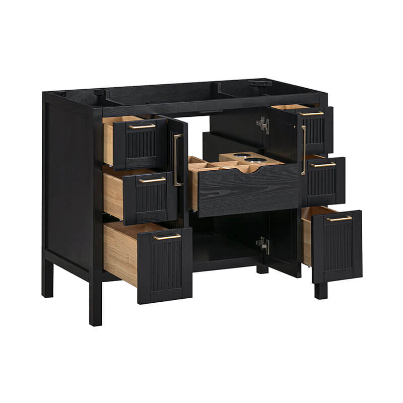 Avanity Luka 42 Single Vanity Black Oak Cabinet Only Open Drawer