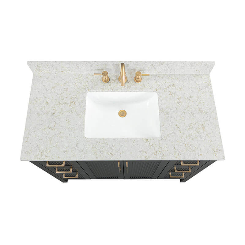 Avanity Luka 42 Single Vanity Black Oak in Alluring Quartz