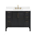 Avanity Luka 42 Single Vanity Black Oak in Cala White Engineered Stone Front View