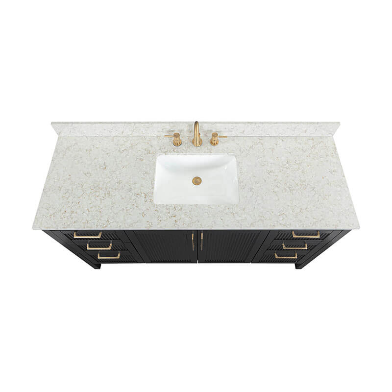 Avanity Luka 60 inch Single Vanity Black Oak in Alluring Quartz
