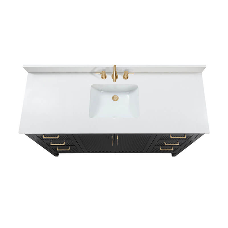Avanity Luka 60 inch Single Vanity Black Oak in Cala White Engineered Stone