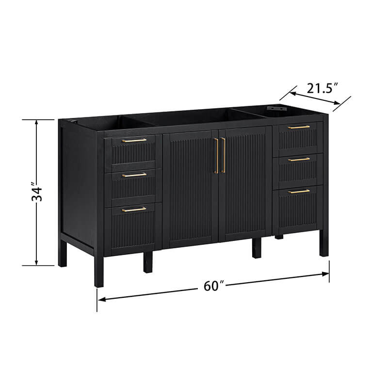 Avanity Luka 60 Single Vanity Black Oak Cabinet Only Dimension