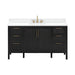 Avanity Luka 60 Single Vanity Black Oak in Cala White Engineered Stone Front View
