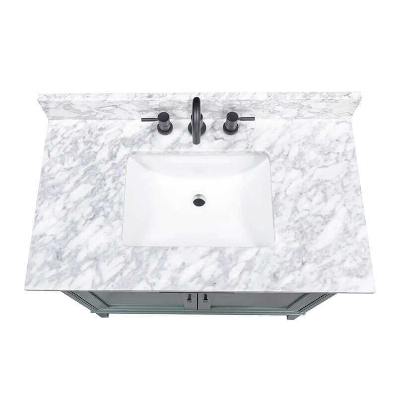Avanity Madison 36 inch Single Vanity Smoke Green in Carrara White Marble