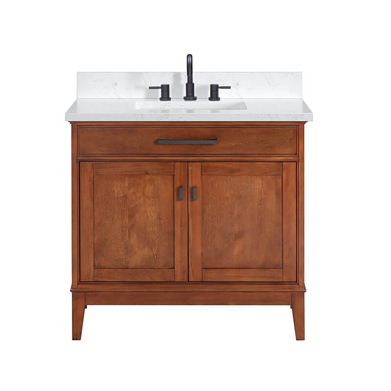 Avanity Madison 36 inch Single Vanity Tobacco in Cala White Engineered Stone