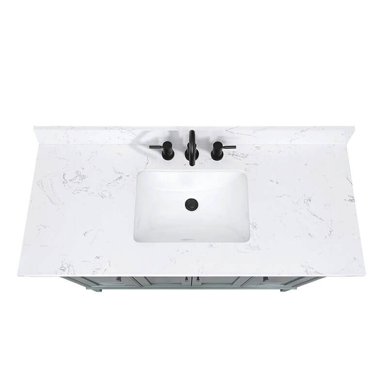 Avanity Madison 48 Inch Double Vanity Smoke Green in Cala White Engineered Stone