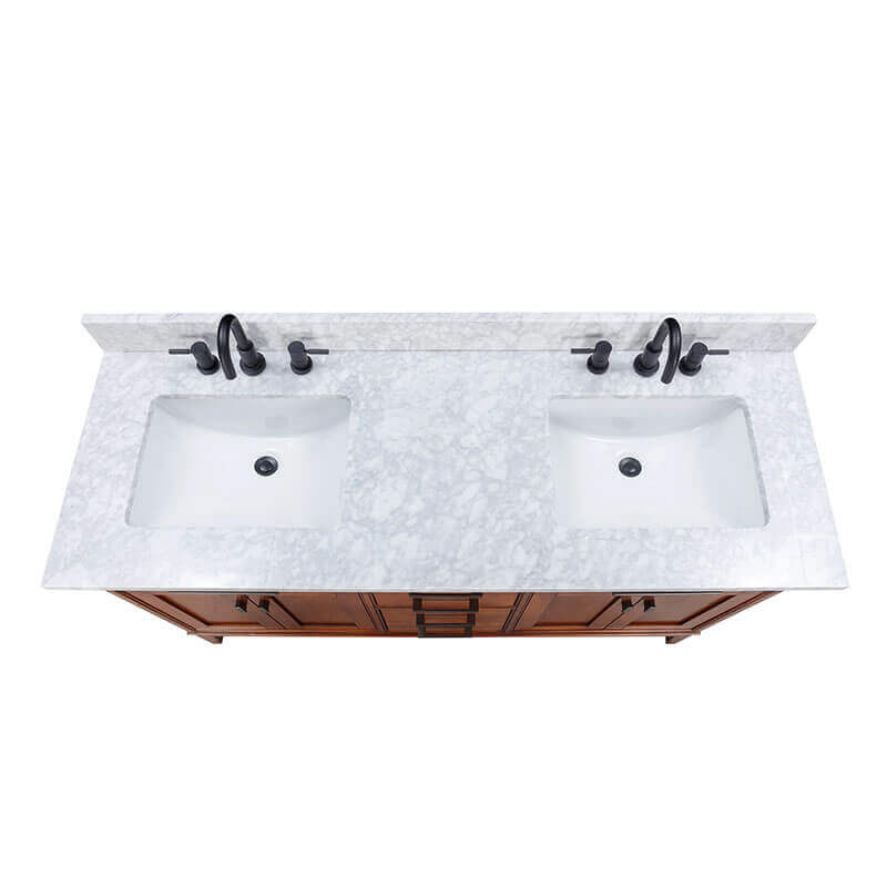 Avanity Madison 60 Single Vanity Tobacco in Carrara White Marble