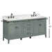 Avanity Madison 72 inch Double Vanity Smoke Green in Carrara White Marble Dimension