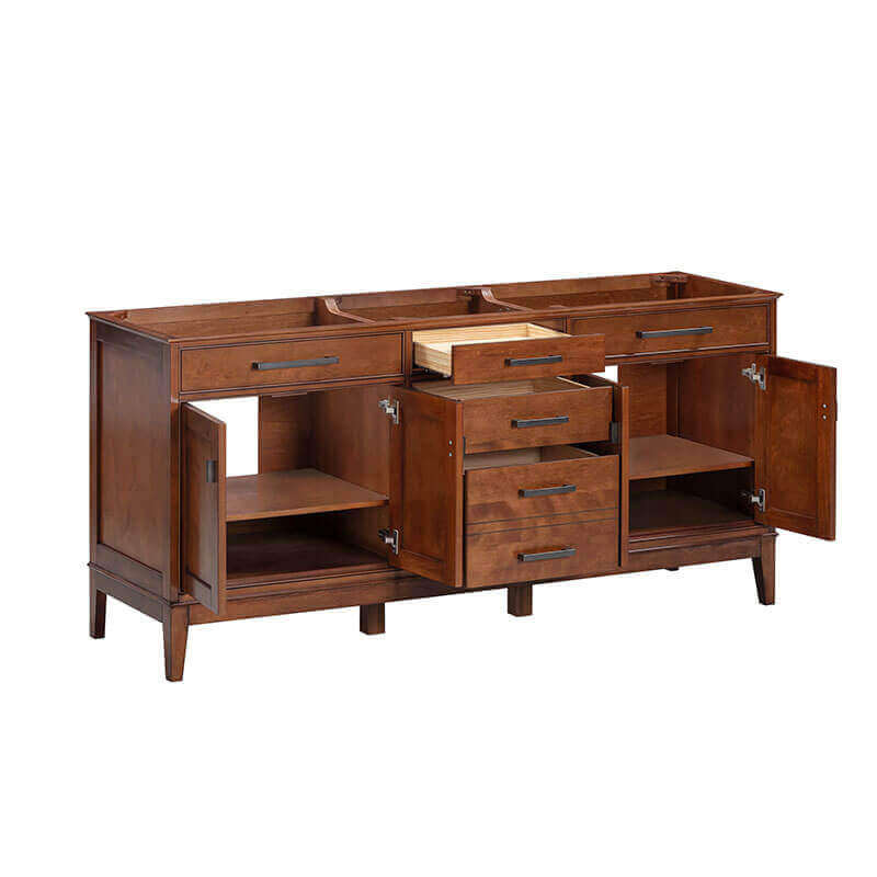 Avanity Madison 72 inch Double Vanity Tobacco Cabinet Only Open Drawer