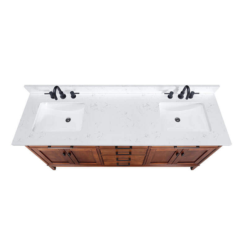 Avanity Madison 72 inch Double Vanity Tobacco in Cala White Engineered Stone