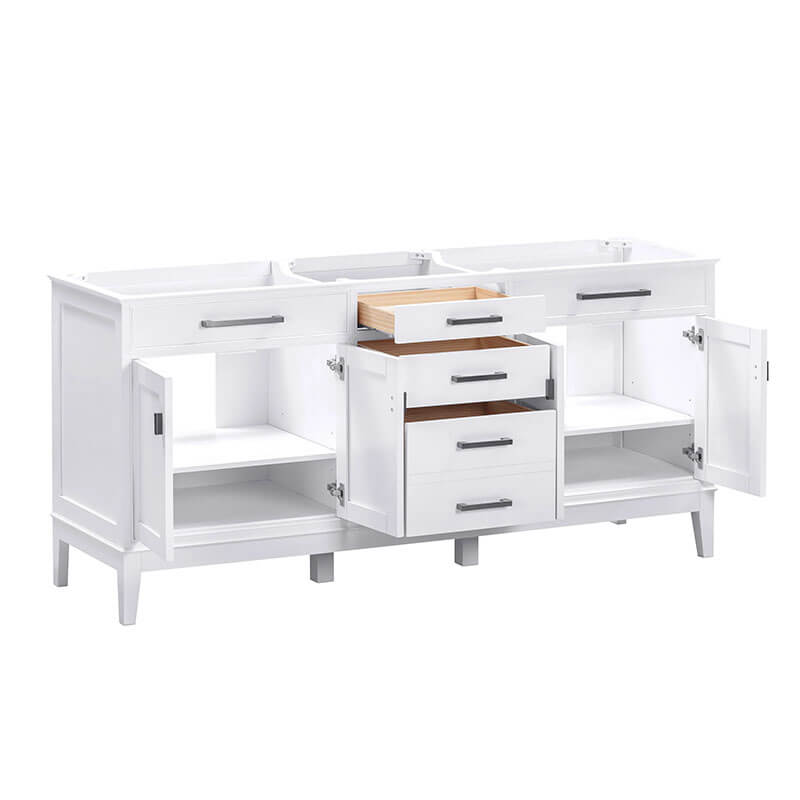 Avanity Madison 72 inch Double Vanity White Cabinet only Open Darwer