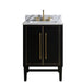 Avanity Mason 24 Single Sink Bathroom Vanity Black with Gold Trim in Carrara White Marble Front View