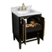 Avanity Mason 24 Single Sink Bathroom Vanity Black with Gold Trim in Carrara White Marble Open