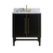 Avanity Mason 30 Single Sink Bathroom Vanity Black with Gold Trim in Carrara White Marble Front View