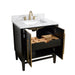 Avanity Mason 30 Single Sink Bathroom Vanity Black with Gold Trim in Carrara White Marble Open