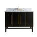 Avanity Mason 48 Single Sink Bathroom Vanity Black with Gold Trim in Carrara White Marble Front View