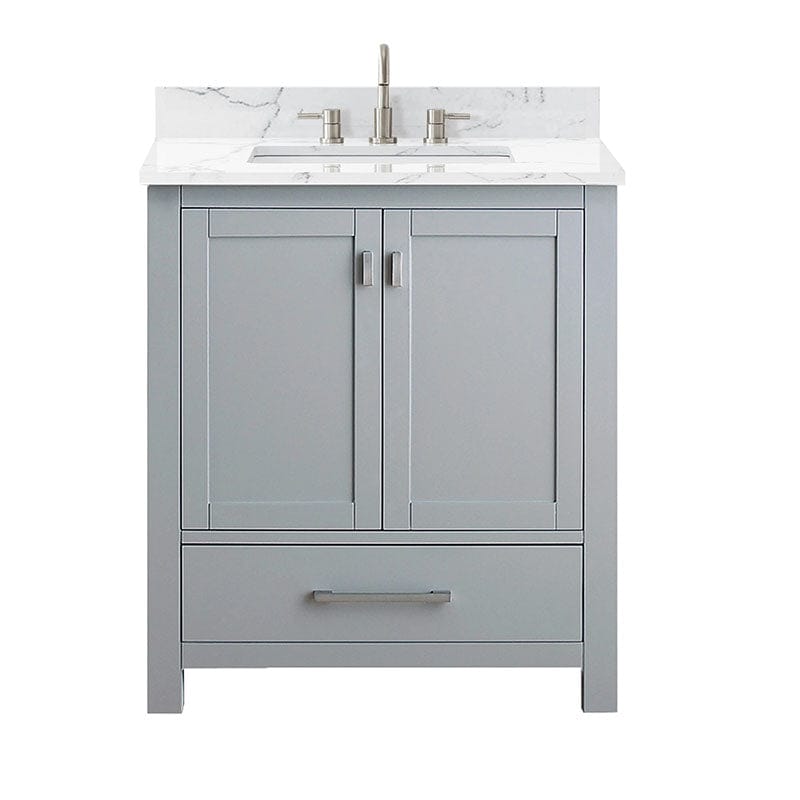 Avanity Modero 30 inch Single Vanity Chilled Gray in Cala White Engineered Stone
