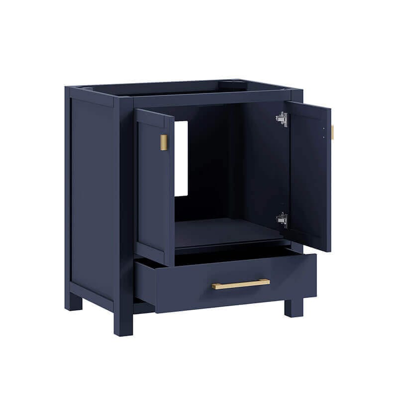 Avanity Modero 30 Inch Single Vanity Navy Blue Open Drawer