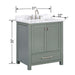 Avanity Modero 30 Inch Single Vanity Smoke Green in Cala White Engineered Stone Dimension