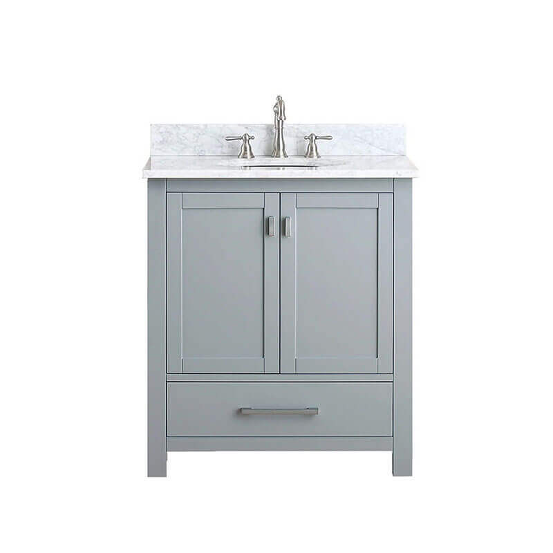 Avanity Modero 30 Single Vanity Chilled Gray in Carrara White Marble