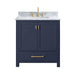 Avanity Modero 30 Single Vanity Navy Blue in Carrara White Marble Front View