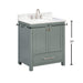 Avanity Modero 30 Single Vanity Smoke Green in Carrara White Marble Dimension