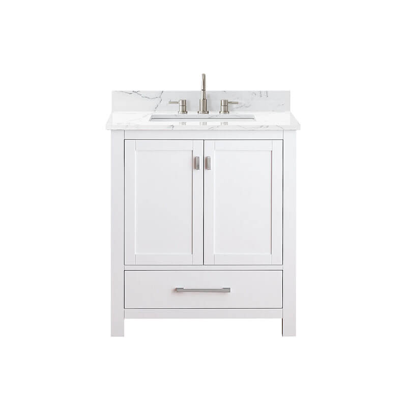 Avanity Modero 30 Single Vanity White in Cala White Engineered Stone