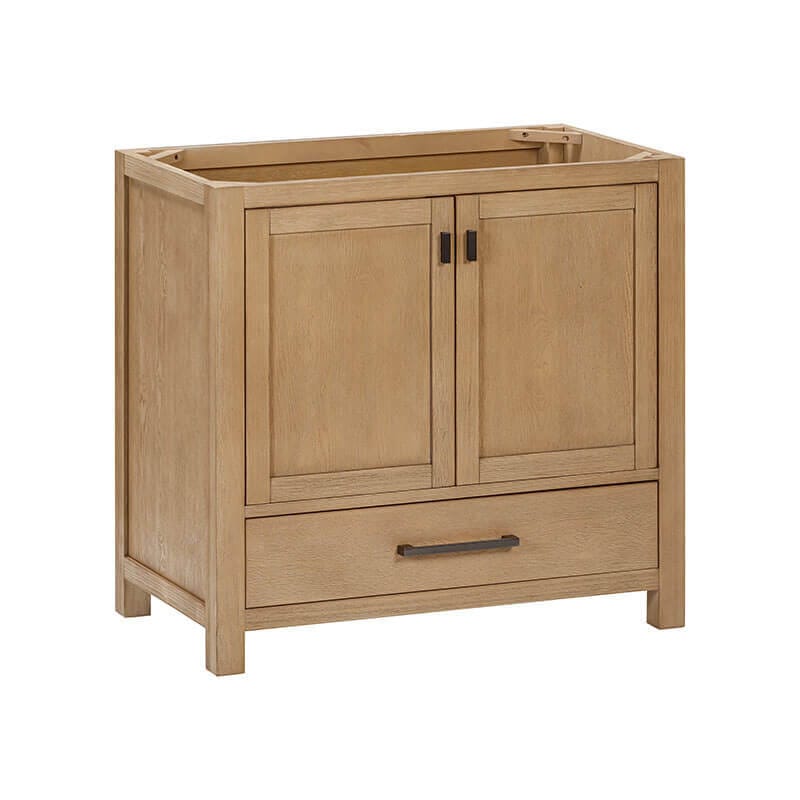 Avanity Modero 36 Inch Single Vanity Brushed Oak Cabinet Only Corner View