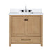 Avanity Modero 36 inch Single Vanity Brushed Oak in Cala White Engineered Stone Front View