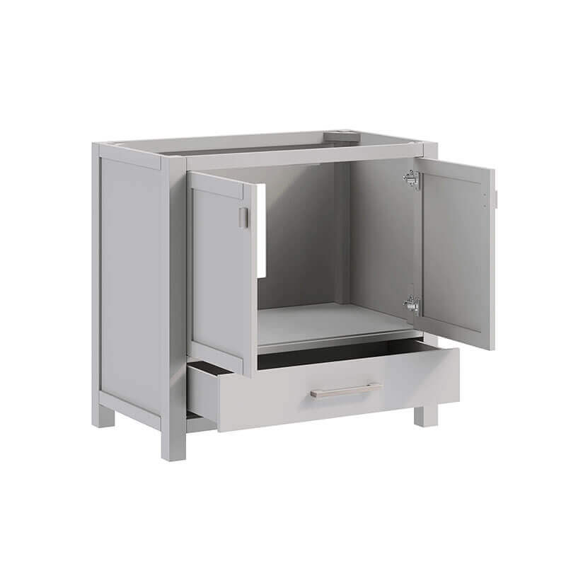 Avanity Modero 36 Inch Single Vanity Chilled Gray Cabinet Only Open Drawer