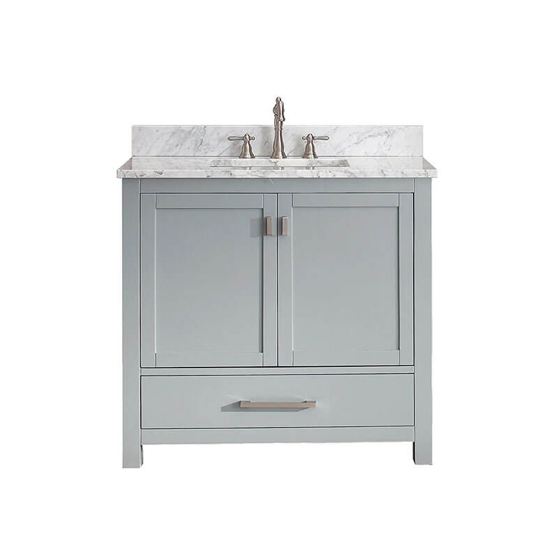 Avanity Modero 36 inch Single Vanity Chilled Gray in Carrara White Marble