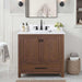 Avanity Modero 36 Inch Single Vanity Mocha Oak in Cala White Engineered Stone Front View