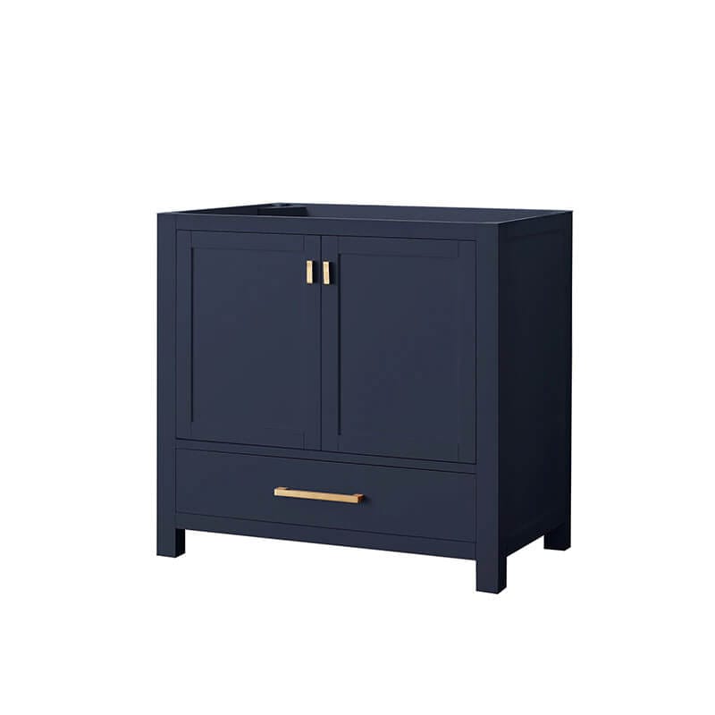 Avanity Modero 36 Inch Single Vanity Navy Blue Cabinet Only Corner View