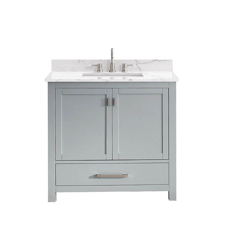 Avanity Modero 36 Single Vanity Chilled Gray in Cala White Engineered Stone