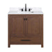 Avanity Modero 36 Single Vanity Mocha Oak in Cala White Engineered Stone Front View