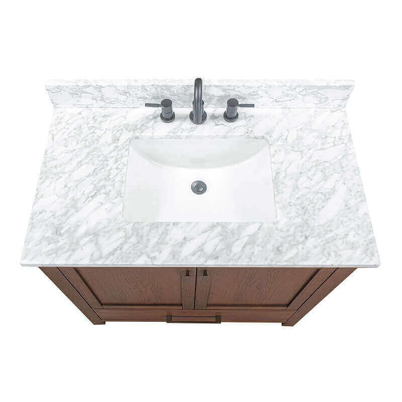 Avanity Modero 36 Single Vanity Mocha Oak in Carrara White Marble