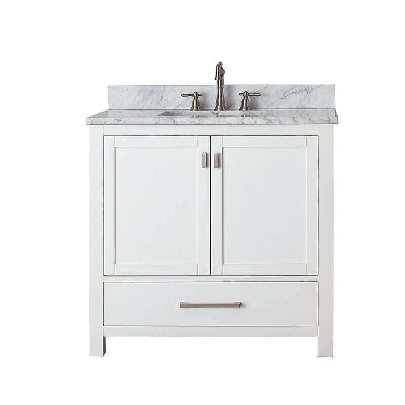 Avanity Modero 36 Single Vanity White in Carrara White Marble