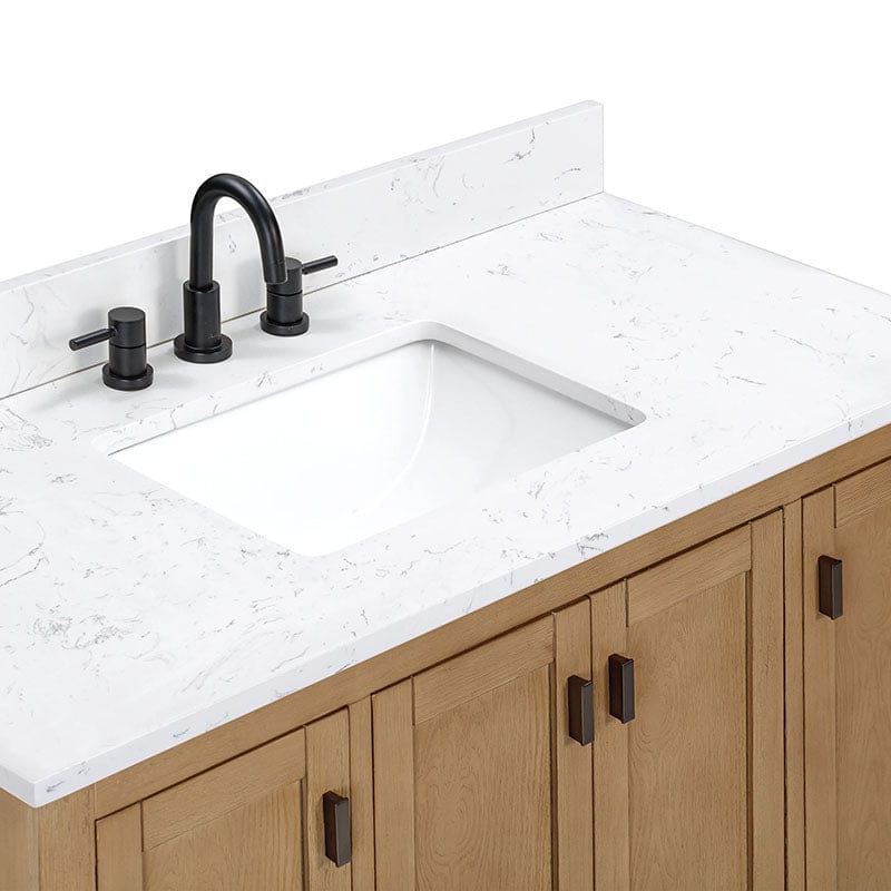 Avanity Modero 48 Inch Single Vanity Brushed Oak in Cala White Engineered Stone