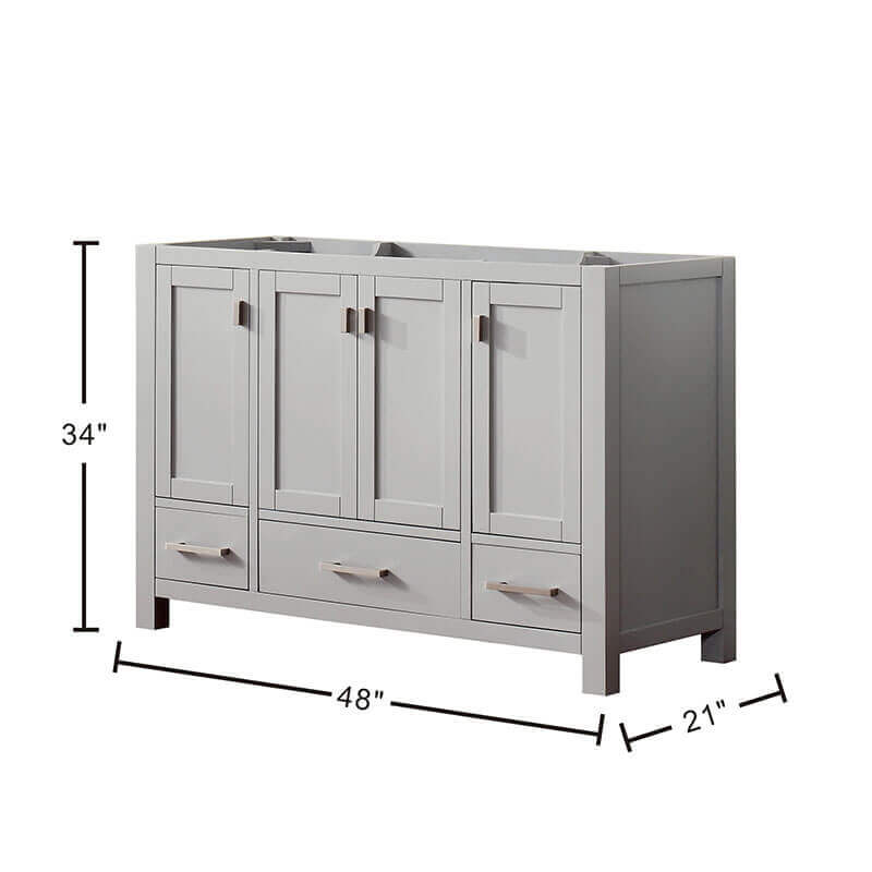 Avanity Modero 48 Inch Single Vanity Chilled Gray Cabinet Only Dimension