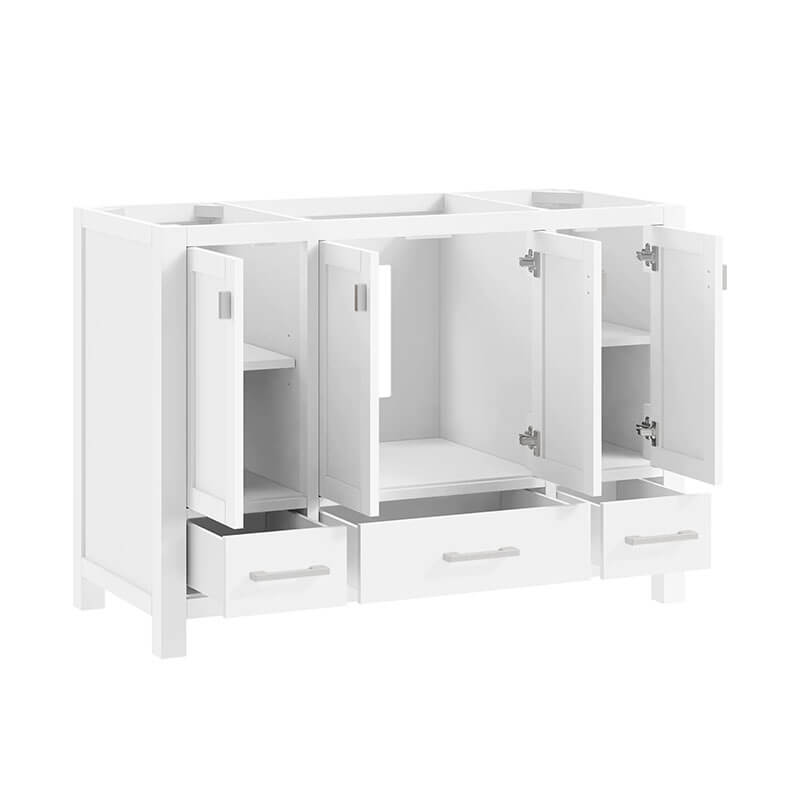 Avanity Modero 48 Inch Single Vanity White Cabinet Only Open Drawer