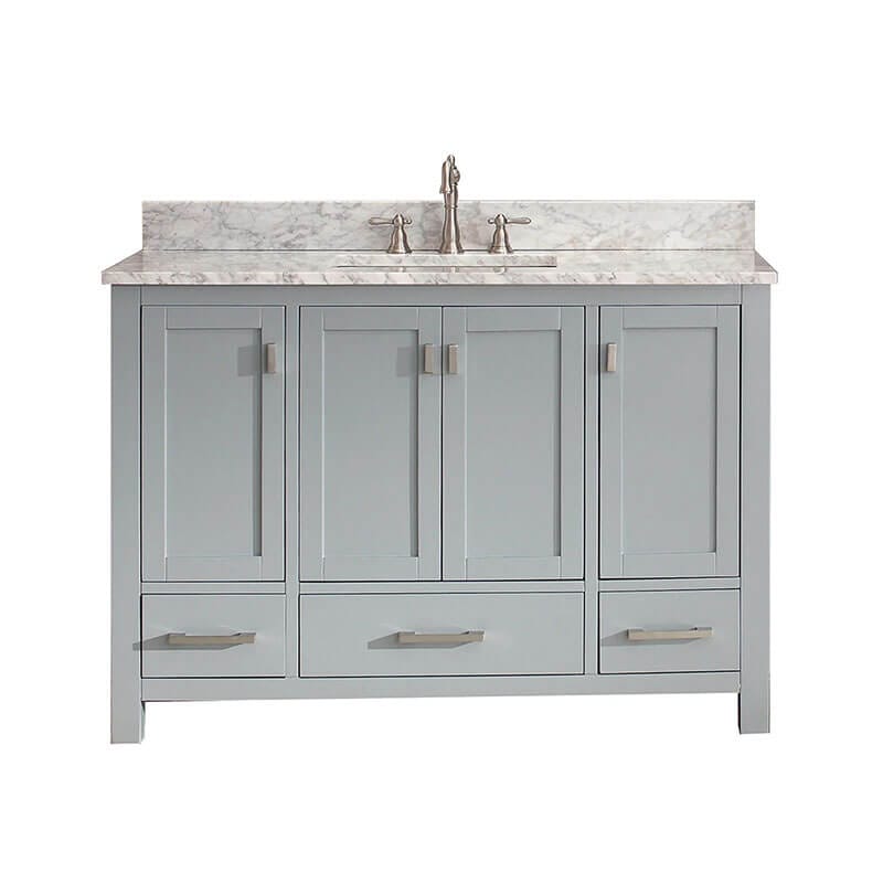 Avanity Modero 48 Single Vanity Chilled Gray in Carrara White Marble