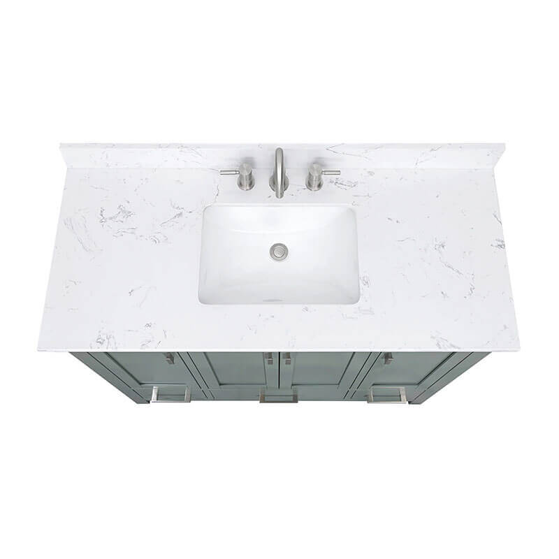 Avanity Modero 48 Single Vanity Smoke Green in Carrara White Marble