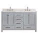 Avanity Modero 60 Double Vanity Chilled Gray in Carrara White Marble