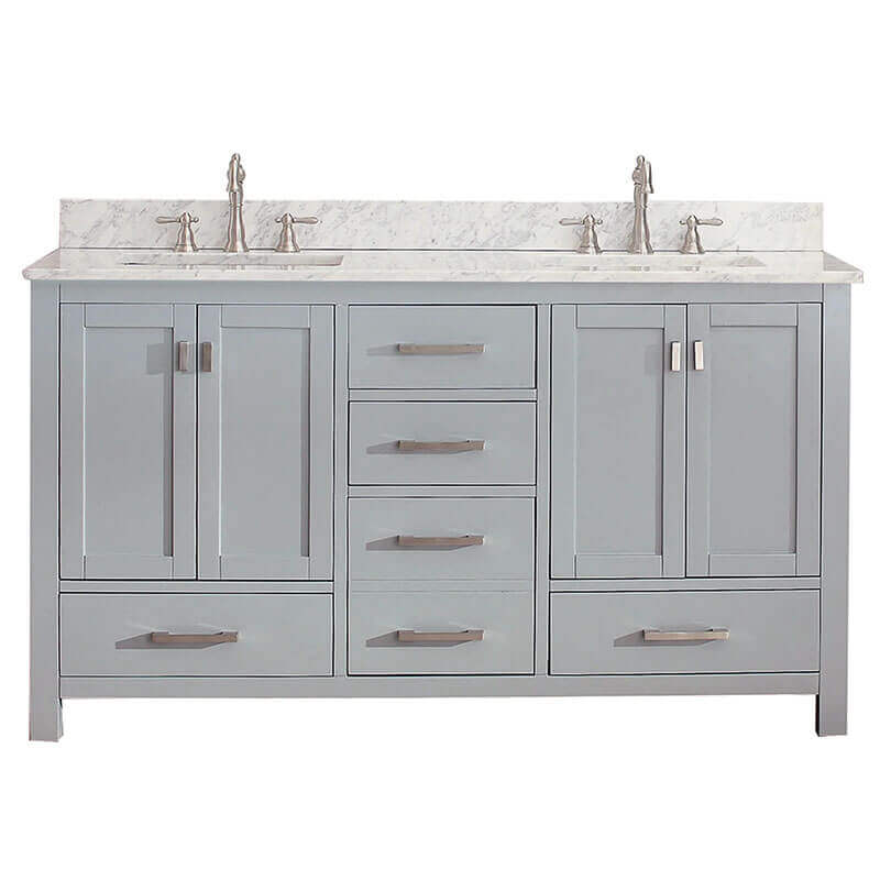 Avanity Modero 60 Double Vanity Chilled Gray in Carrara White Marble