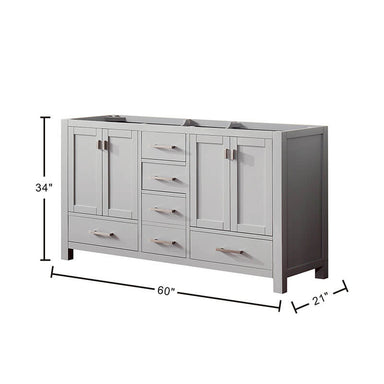 Avanity Modero 60 inch Double Vanity Chilled Gray Cabinet Only Corner View